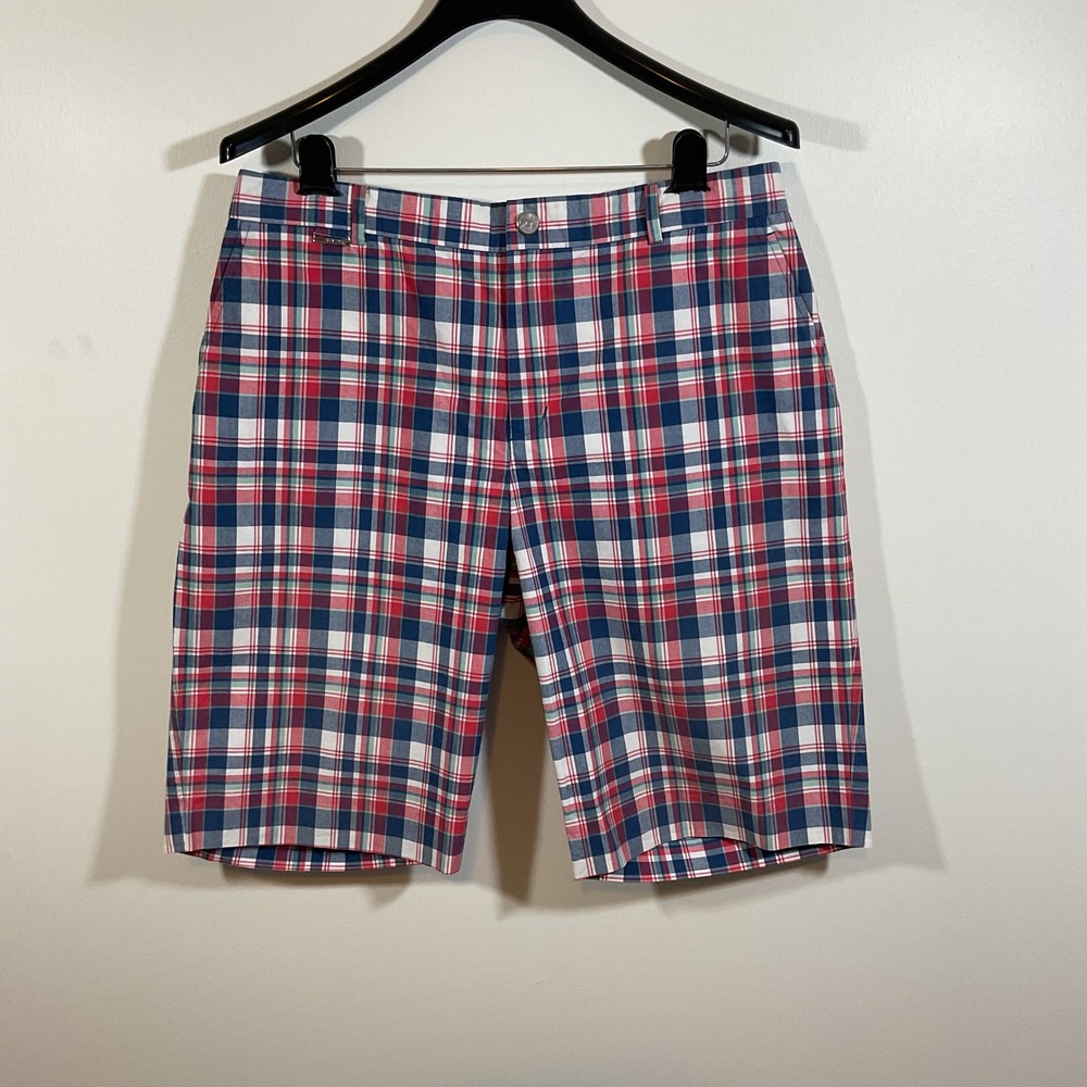 LRL Lauren Active Ralph Lauren VTG Shorts Women 14 Red White Blue Tartan Plaid
